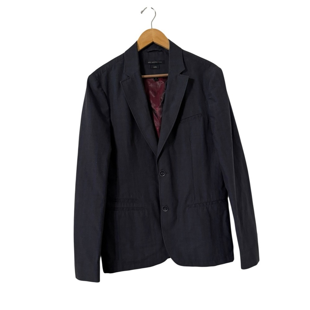 JOHN VARVATOS Blue Striped Gingham Plaid Men’s Jacket Blazer